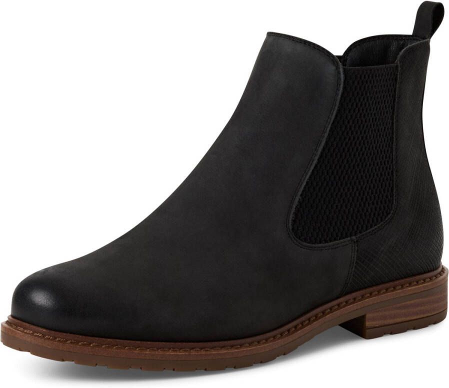 Tamaris dames Chelsea boot 1-25056-41 leren laarzen enkellaarsjes zwart M2505641