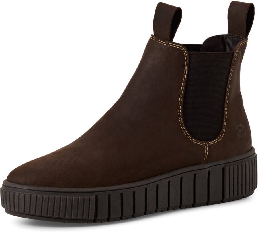 Tamaris dames Chelsea boot 1-25403-43-309 leren laars enkellaars dames bruin