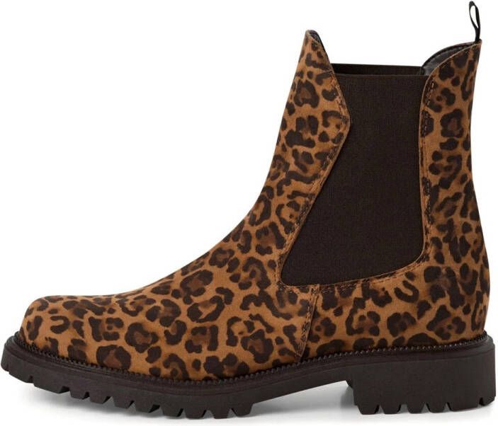Tamaris dames chelsea boot leren laarzen enkellaars dames luipaard M2542741