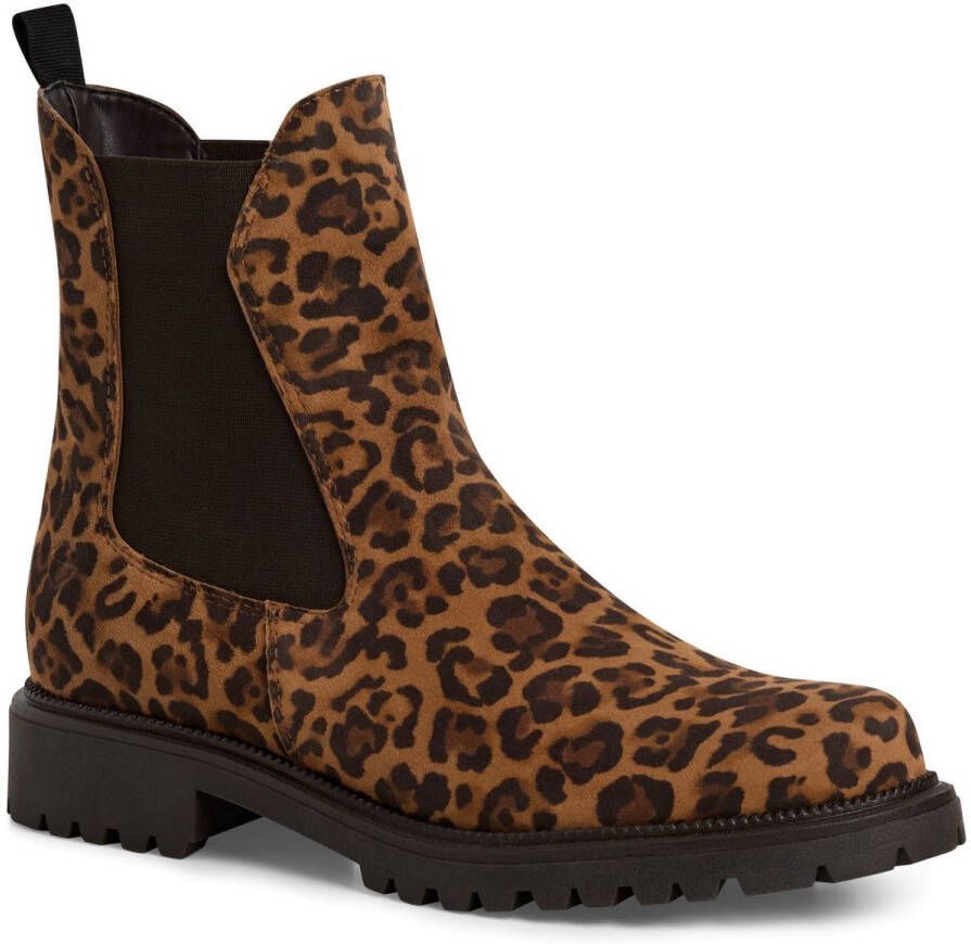Tamaris dames chelsea boot leren laarzen enkellaars dames luipaard M2542741