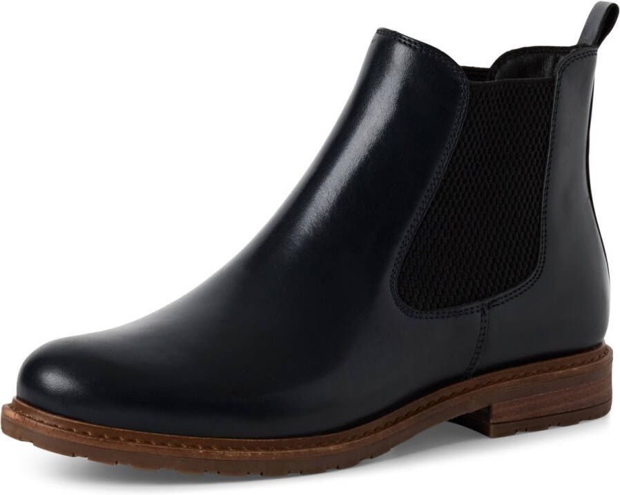 Tamaris dames Chelsea boot leren laarzen enkellaarzen dames donkerblauw M2505641