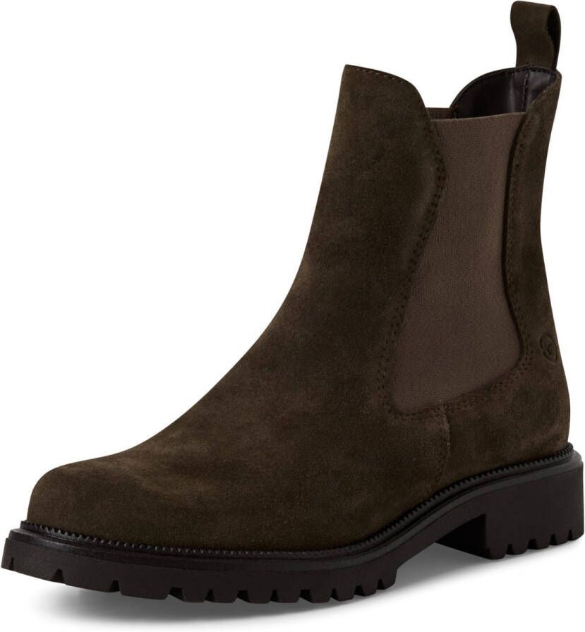 Tamaris dames Chelsea boot leren laarzen enkellaarzen dames M2542741 olijf