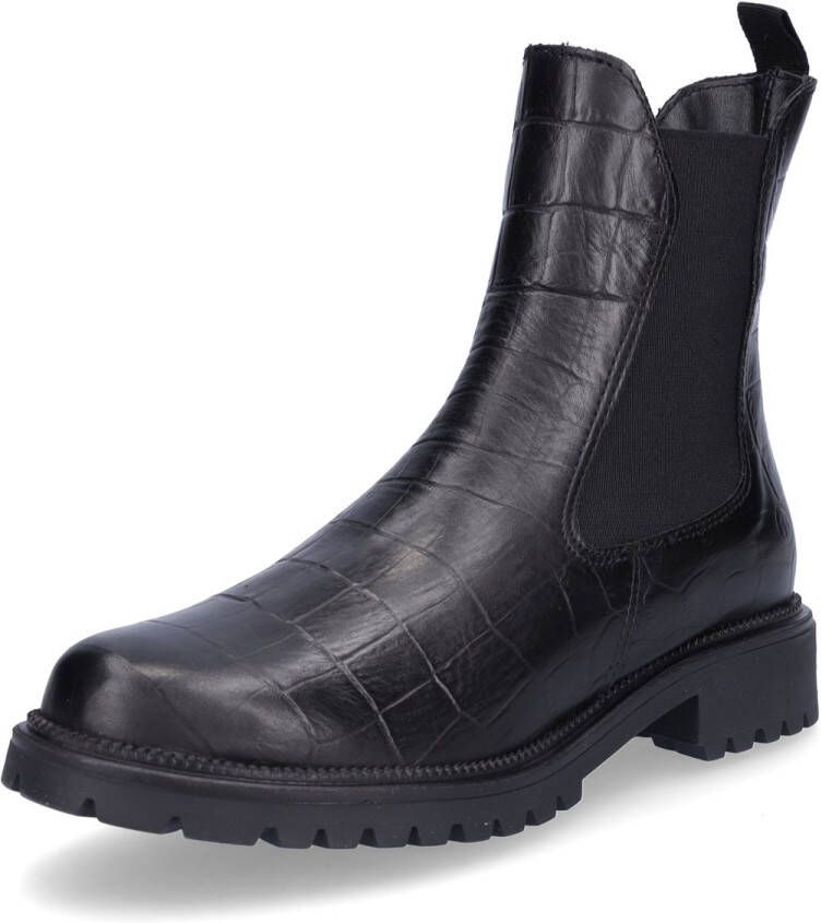 Tamaris dames Chelsea boot leren laarzen enkellaarzen dames M2542741 zwart croco