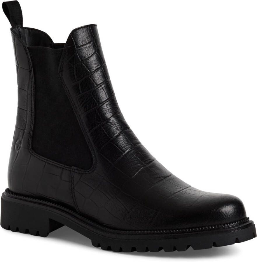 Tamaris dames Chelsea boot leren laarzen enkellaarzen dames M2542741 zwart croco