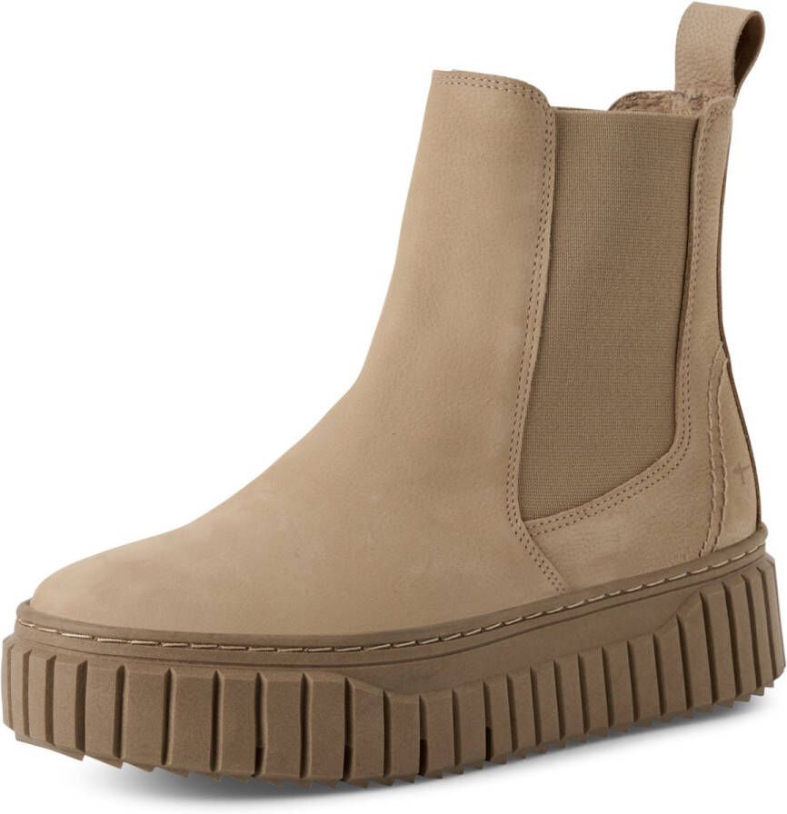 Tamaris dames Chelsea laars 1-25445-45 375 leren enkellaars dames beige