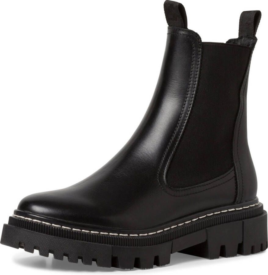 Tamaris dames chelsea boot leren laarzen enkellaars vrouwen leer M2549141 zwart