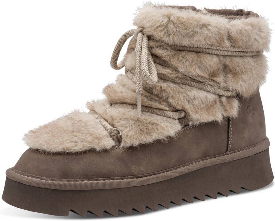 Tamaris dames enkellaars met plateauzool 1-26475-45 341 warme voering taupe