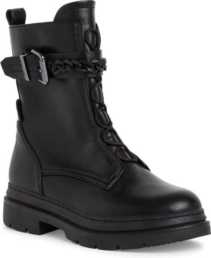 Tamaris Veterlaarsjes blokhak veterschoenen met modieuze decoratieve gesp