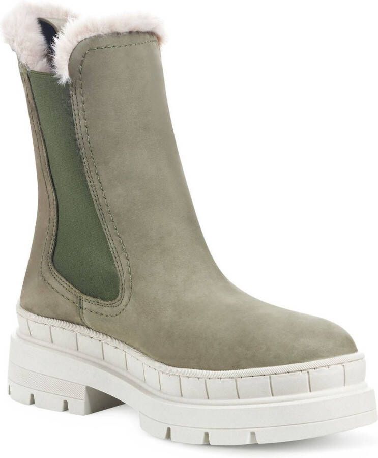 TAMARIS Leren Enkellaarsje warme voering groen