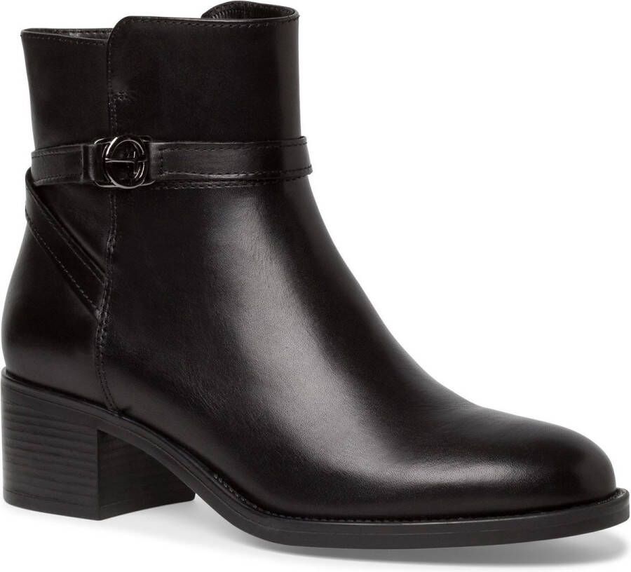 Tamaris Laarsjes blokhak business schoen met decoratieve band en logo-sieraad