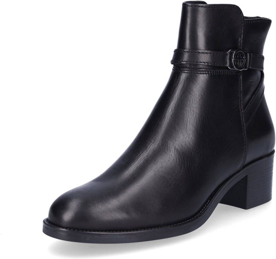 Tamaris Laarsjes blokhak business schoen met decoratieve band en logo-sieraad