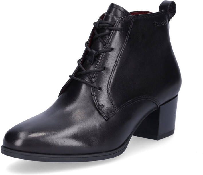 Tamaris Enkellaarsjes blokhak veterschoen business schoen met logo-embossing