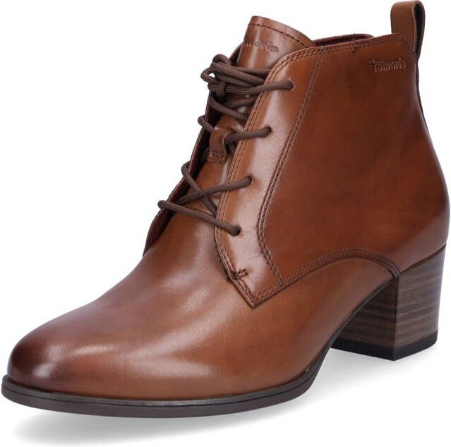 Tamaris Enkellaarsjes blokhak veterschoen business schoen met logo-embossing