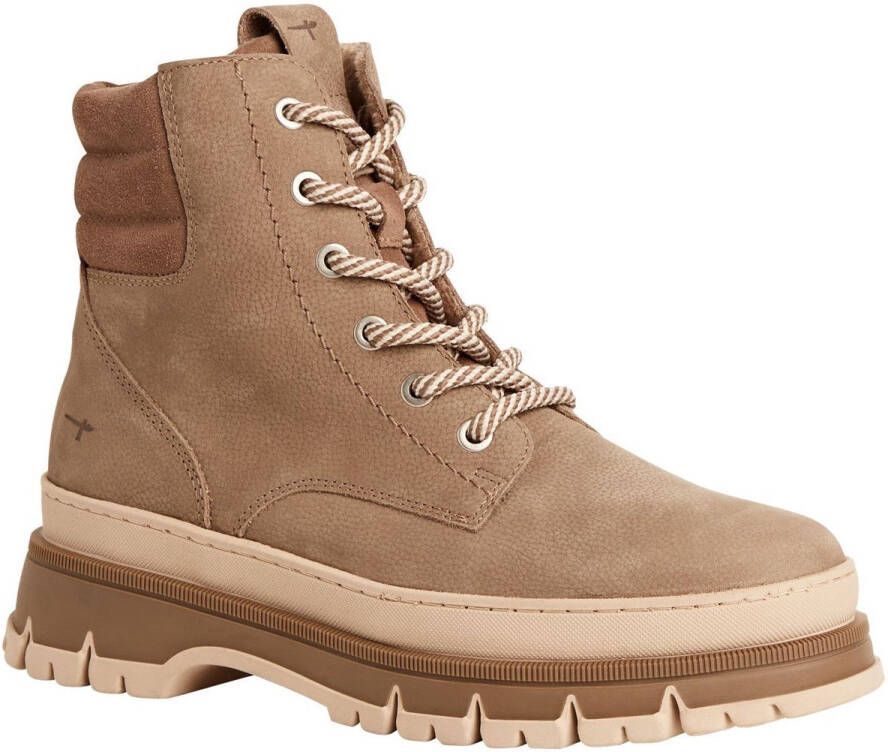 Tamaris dames lace-up leren enkellaars 1-25200-45-341 Laarzen Taupe