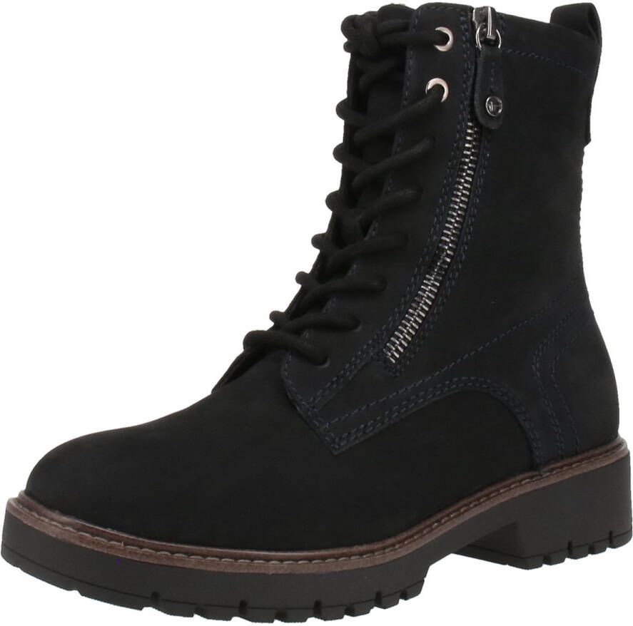 Tamaris Veterschoenen blokhak veterschoen enkellaars met decoratieve rits aan de buitenkant