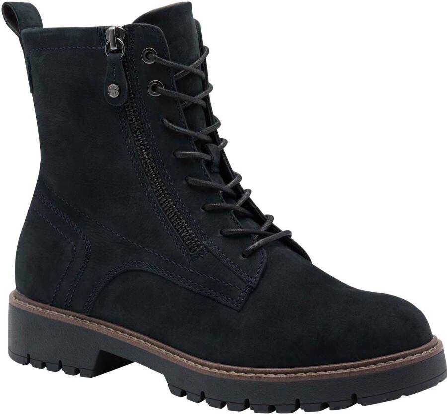 Tamaris Veterschoenen blokhak veterschoen enkellaars met decoratieve rits aan de buitenkant