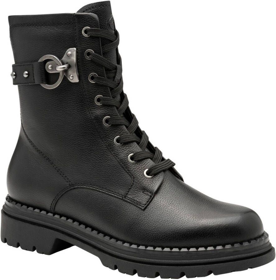 Tamaris Veterlaarsjes blokhak veterboots met studs bezette sierriem