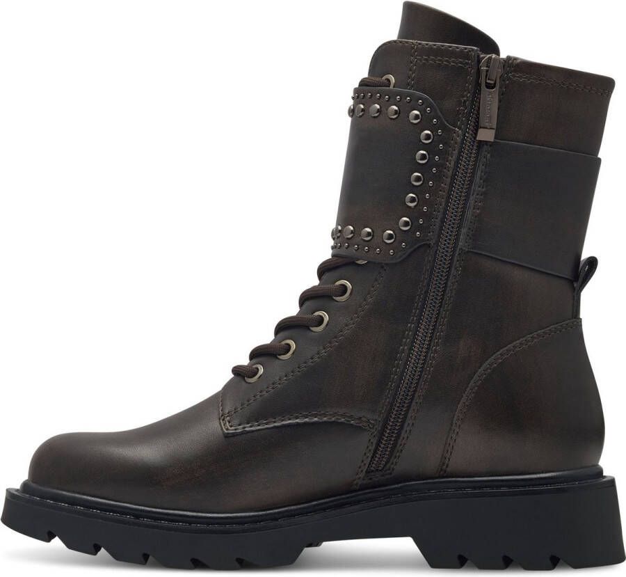 Tamaris Bikerboots blokhak veterschoenen veterschoen met binnenrits