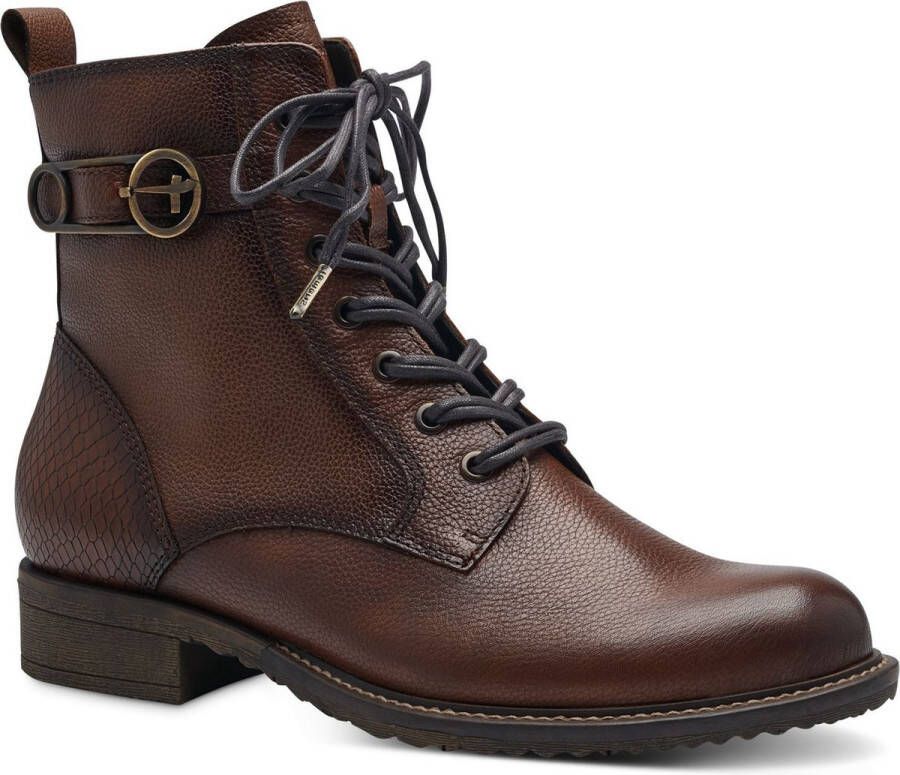 Tamaris Stijlvolle Bruine Leren Veterschoenen Brown Dames