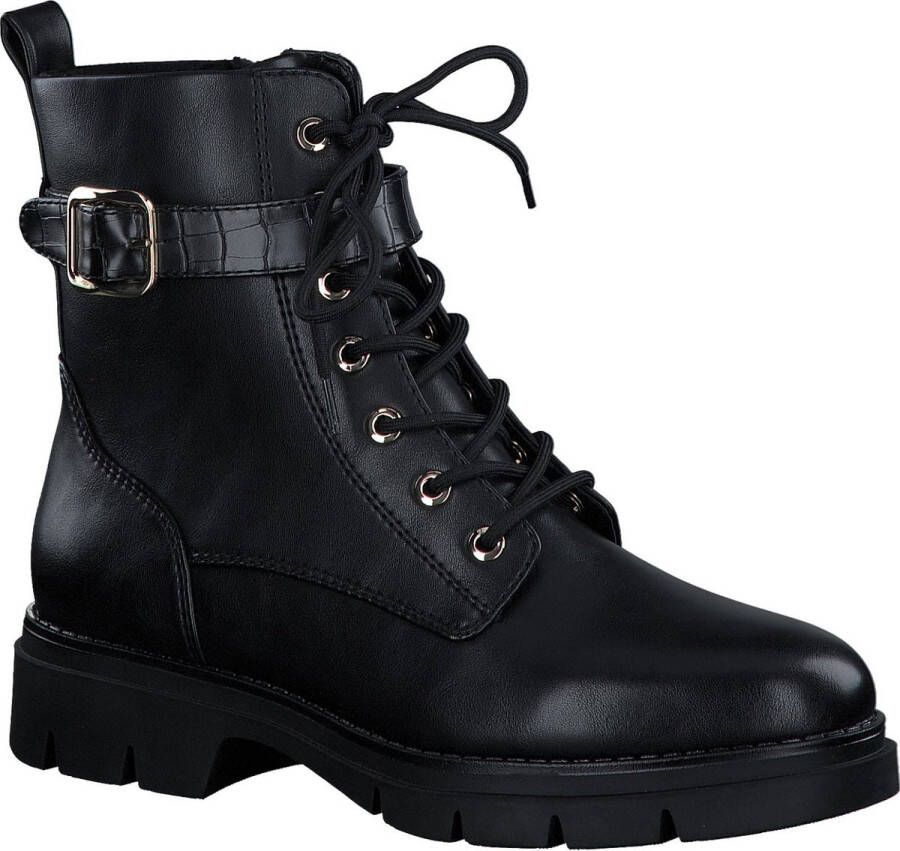 Tamaris Hoge veterschoenen met decoratief bandje in reptielenpatroon en gesp