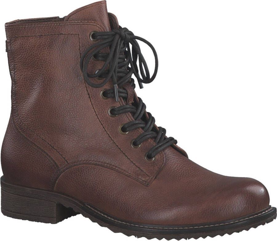 Tamaris Veterlaarsjes blokhak veterschoenen business schoenen in glanzende metallic look