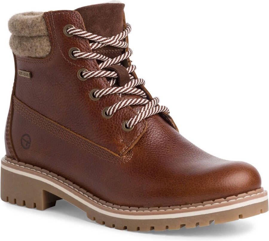 Tamaris leren enkellaars gevoerd 1-26244-41 dameslaarzen M2624441 bruin