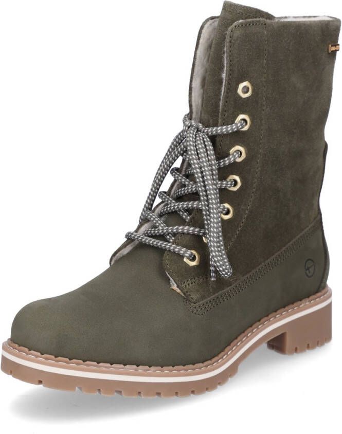Tamaris Groene Leren Sandalen met Wollen Voering Green Dames