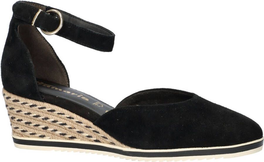 Tamaris Pumps met sleehak instapschoen wig-hak bandensandaal met modieuze jute-afwerking
