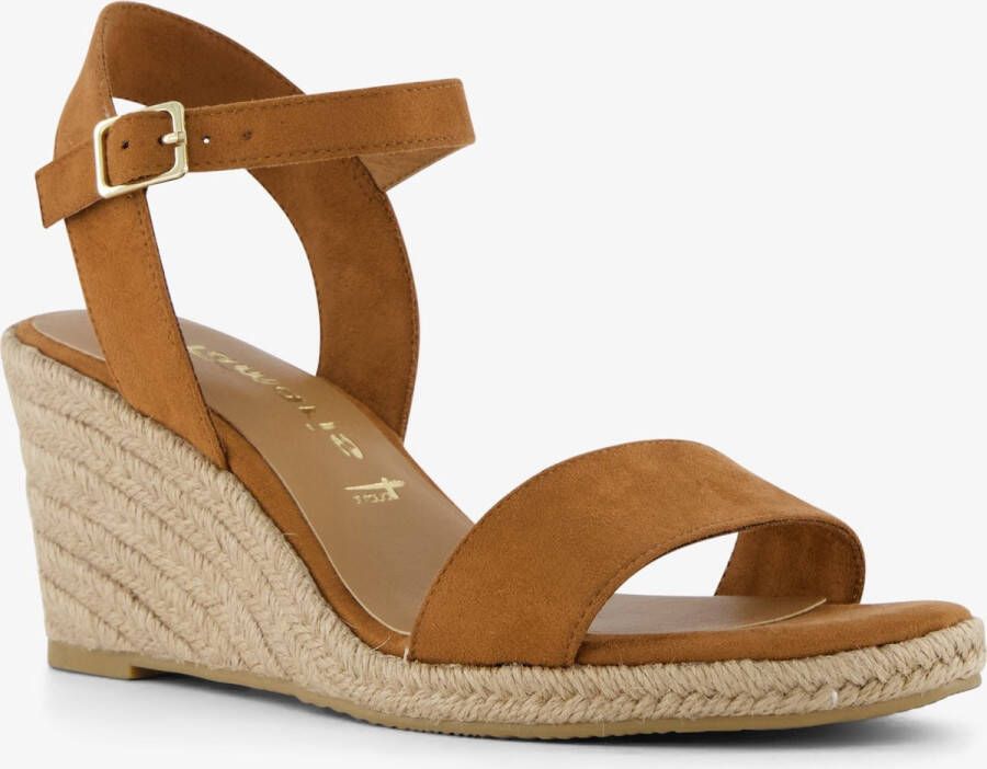 Tamaris dames espadrilles met sleehak cognac