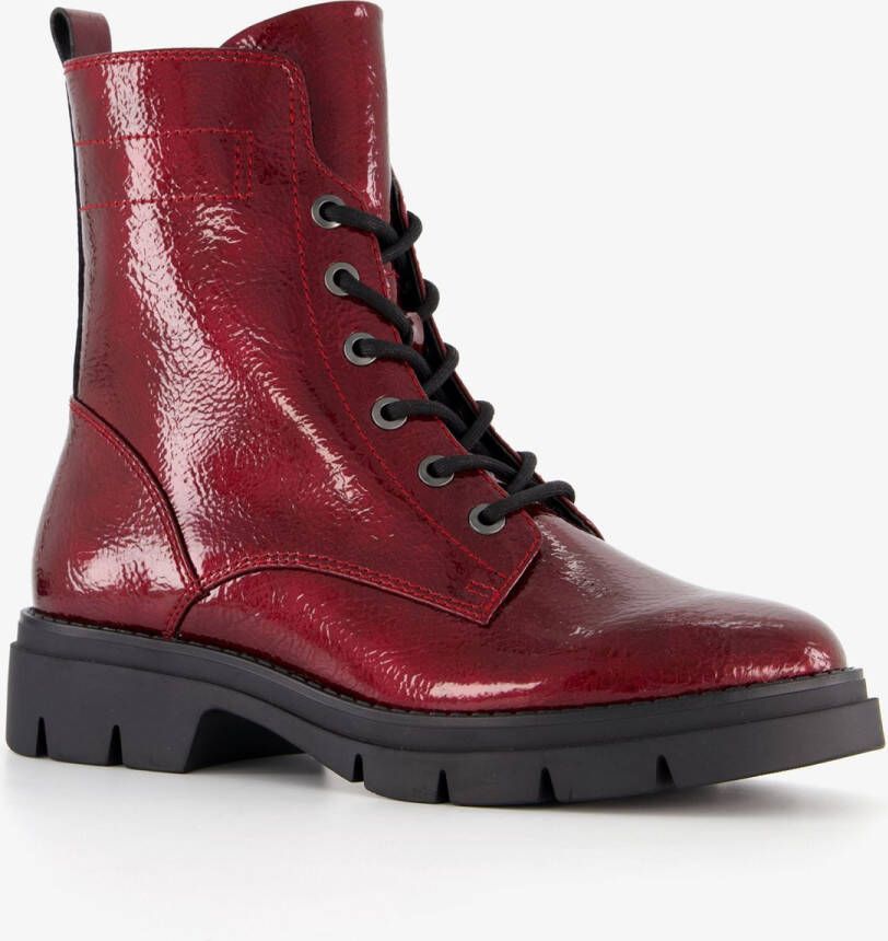 Tamaris dames lak veterboots bordeauxrood
