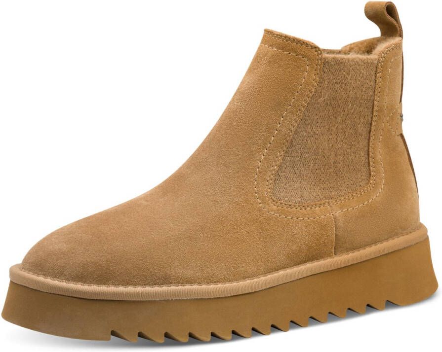 Tamaris dames leren enkellaars Chelsea Boot plateauzool 1-26419-45 310 camel