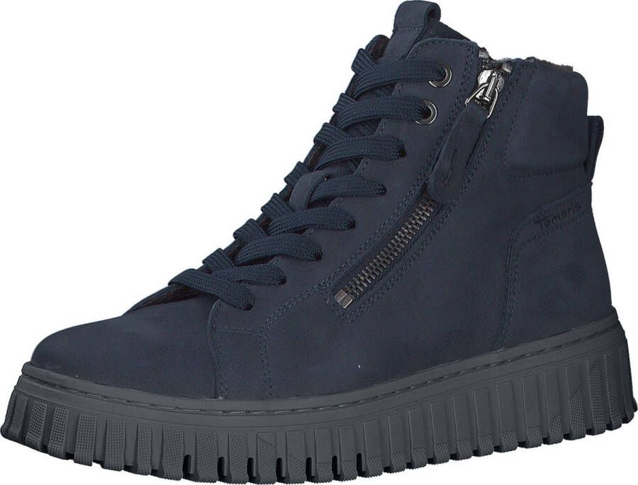 Tamaris dames leren enkellaarsjes marine M2520643