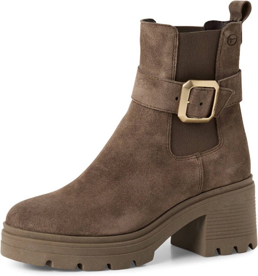 Tamaris dames leren laarzen enkellaarsjes vrouwen 1-25433-45 341 taupe M2543345