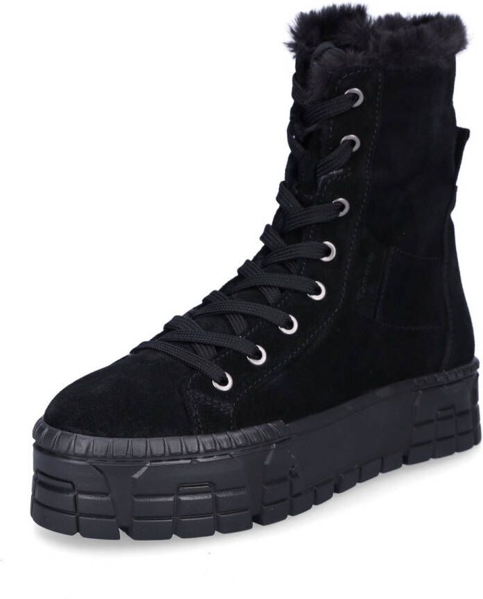 Tamaris dames leren veterboot zwart
