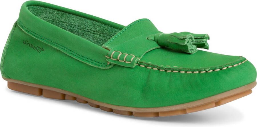 Tamaris Groene leren loafers voor dames Green Dames