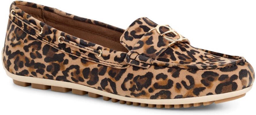 Tamaris Loafers van leer met labeldetails