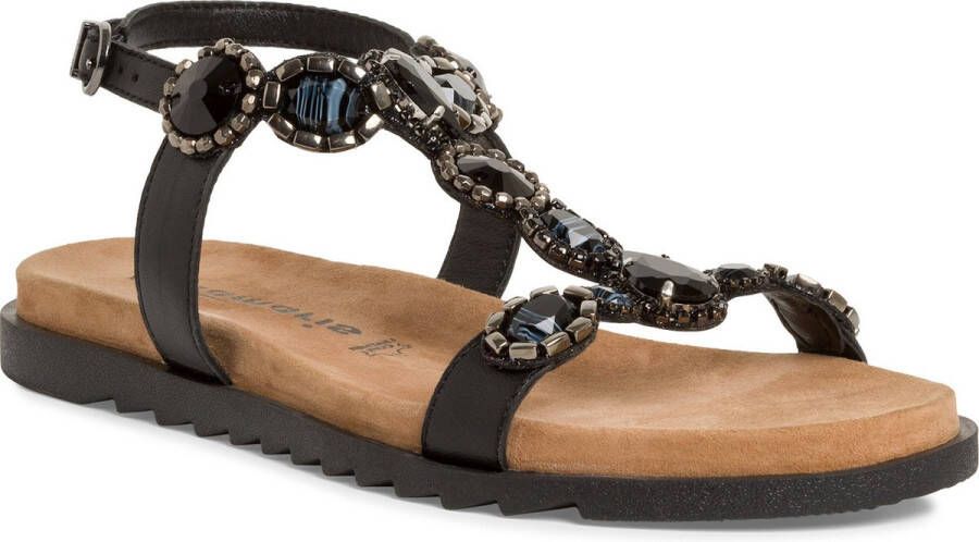 Tamaris Sandaaltjes plateau zomerschoen bandensandaal met sierstenen