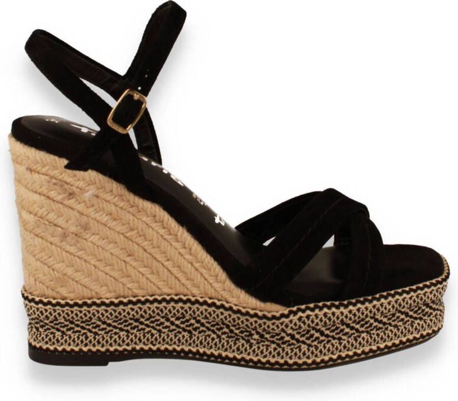 Tamaris Sandalen met sleehak zwart Leer Dames - Foto 2
