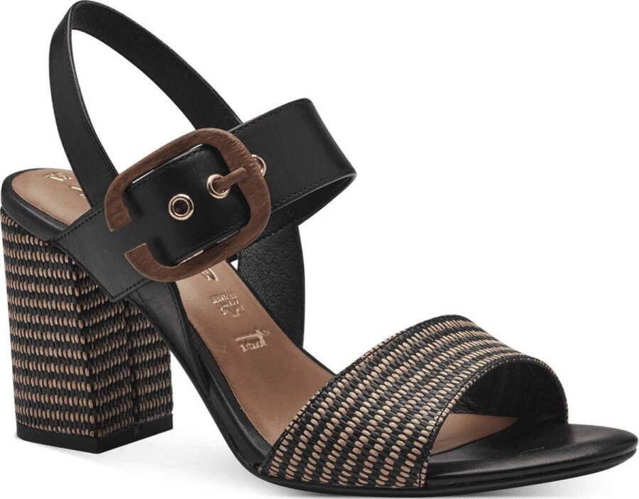 Tamaris Zwarte Casual Open Platte Sandalen Black Dames