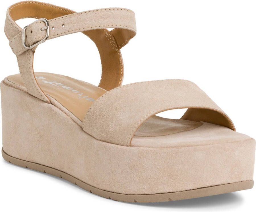 Tamaris Beige Casual Open Platte Sandalen Beige Dames