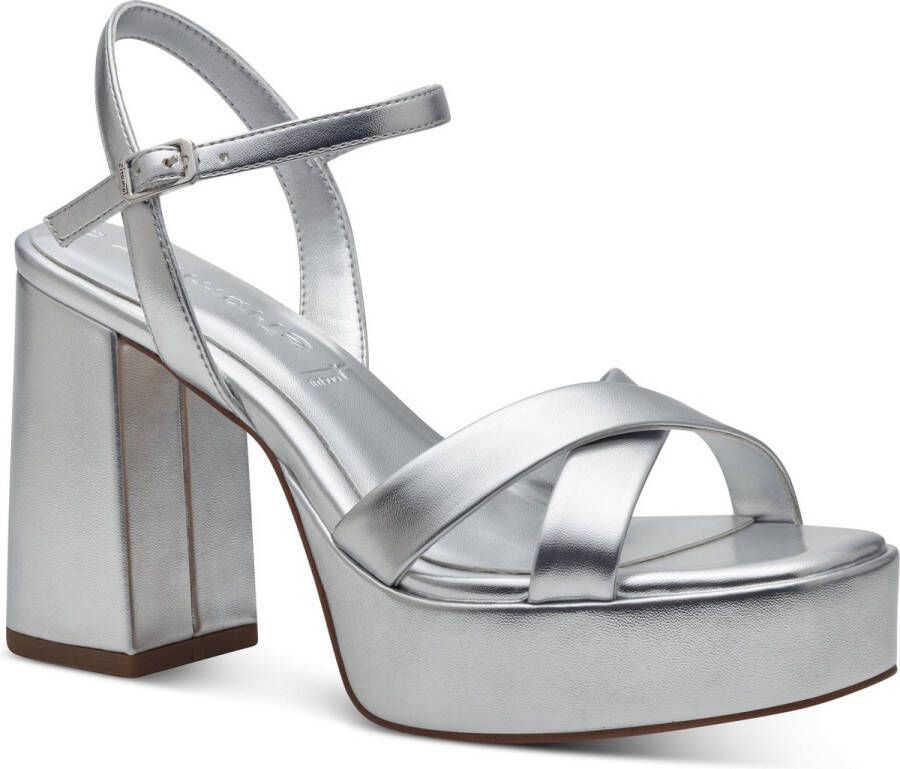 Tamaris Zilveren Platte Sandalen voor Vrouwen Gray Dames