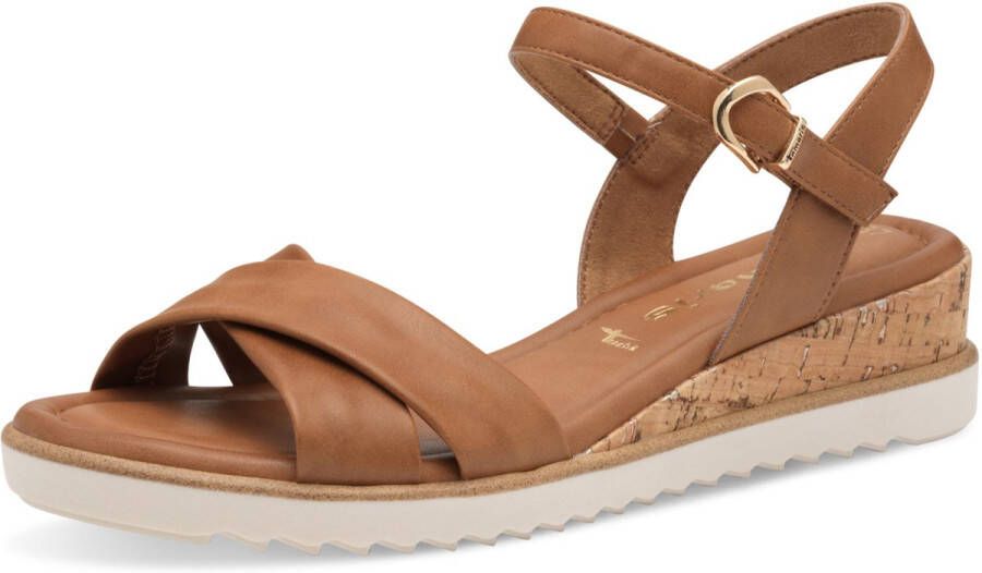 Tamaris Sandaaltjes zomerschoen sandaal wig hak met klittenbandsluiting