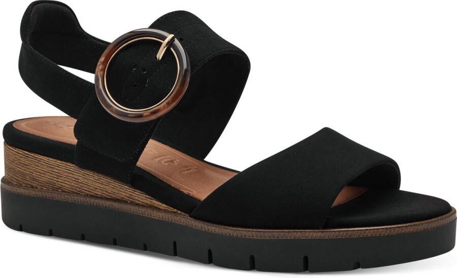 Tamaris Trendy Comfortabele Suède Sandaal Black Dames
