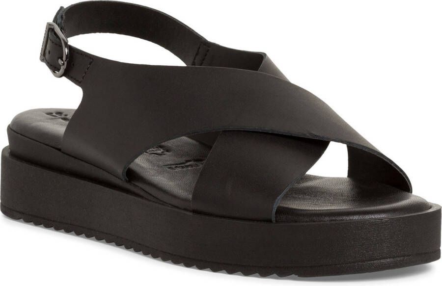 Tamaris Zwarte Casual Open Platte Sandalen Black Dames