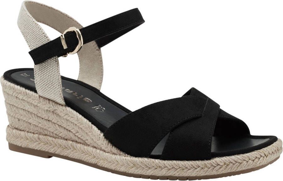 Tamaris 1-28367-42 001 Black -espadrilles -sleehak pups -sandaal