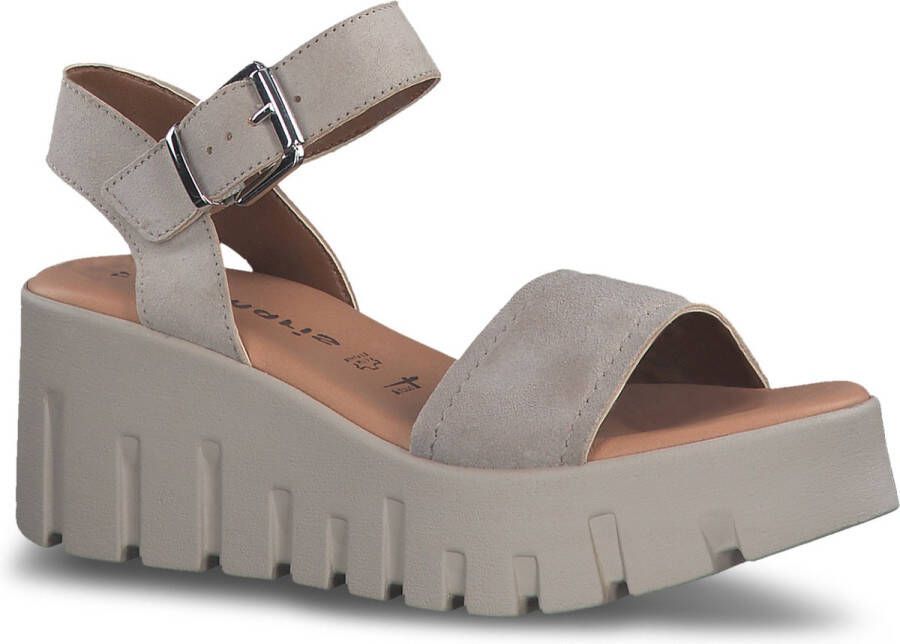 Tamaris Taupe Leren Sandaal voor Dames Beige Dames