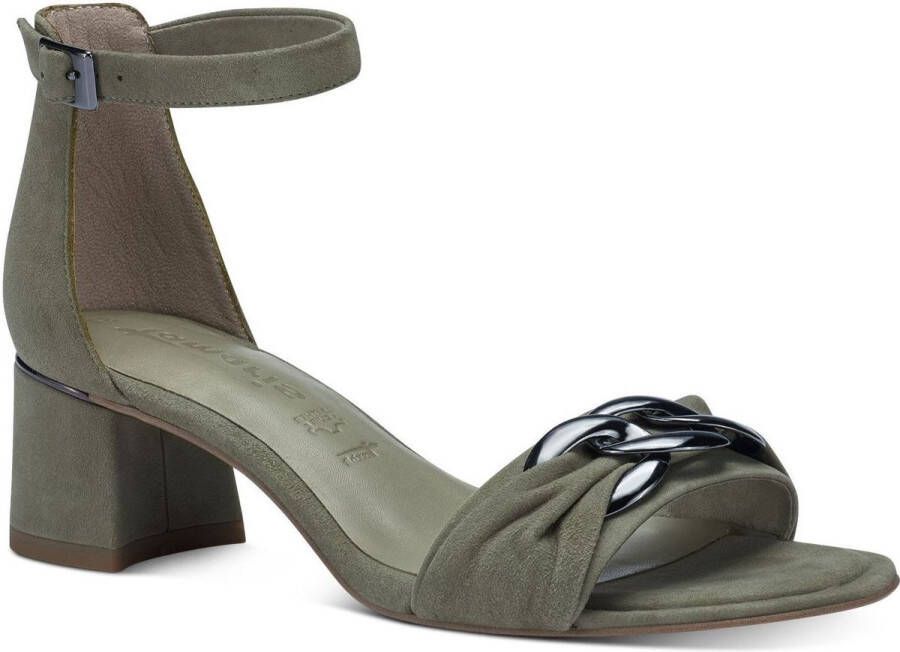 Tamaris Groene Leren Hoge Hak Sandalen Green Dames