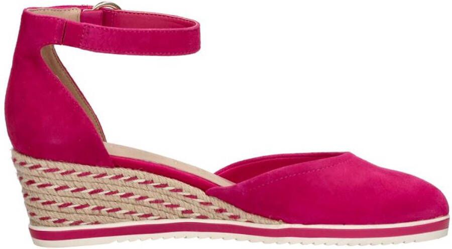 Tamaris Roze Suède Sleehak Espadrille Sandaal Pink Dames