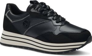 Tamaris leren dames sneakers met glitterdetails Zwart Uitneembare zool