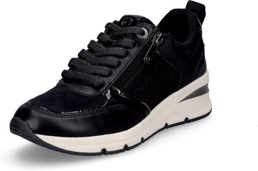 Tamaris Sneakers met sleehak vrijetijdsschoen lage schoen veterschoen met buitenrits